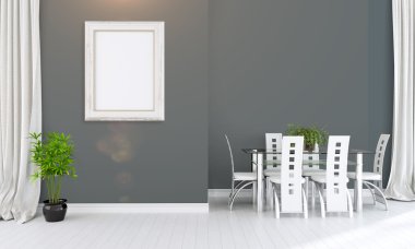 Modern parlak iç. 3D render