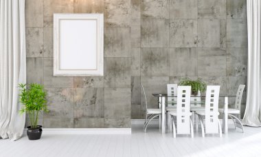 Modern parlak iç. 3D render