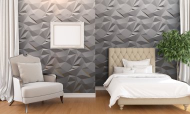 Modern parlak iç. 3D render