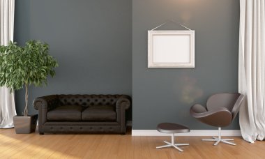 Modern parlak iç. 3D render