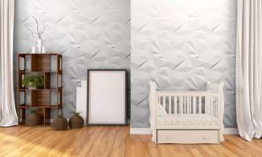 Modern parlak iç. 3D render