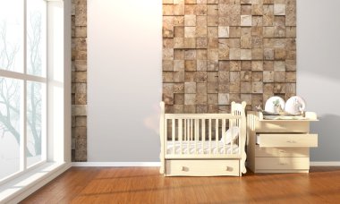 Modern parlak iç. 3D render