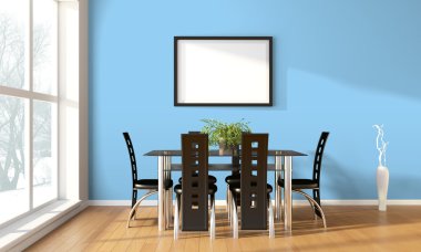 Modern parlak iç. 3D render