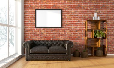 Modern parlak iç. 3D render