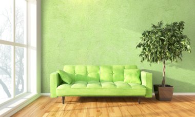 Modern parlak iç. 3D render