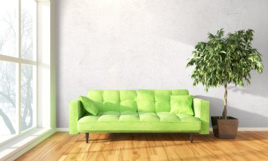 Modern parlak iç. 3D render