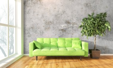 Modern parlak iç. 3D render