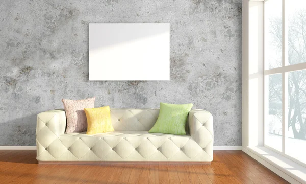 Moderní Prosvětlený interiér. 3D vykreslování — Stock fotografie