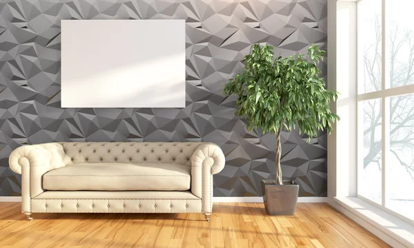 Moderní Prosvětlený interiér. 3D vykreslování — Stock fotografie