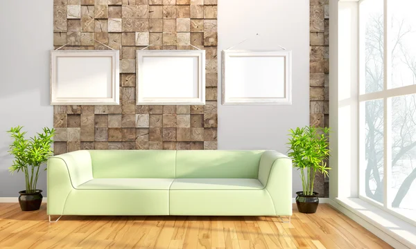 Moderne lichte interieur. 3D render — Stockfoto