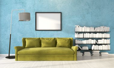 Modern parlak iç. 3D render