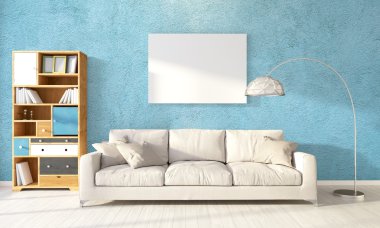 Modern parlak iç. 3D render