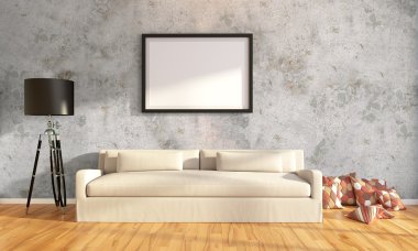 Modern parlak iç. 3D render