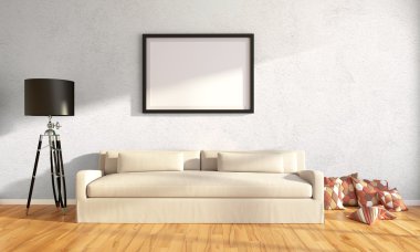 Modern parlak iç. 3D render