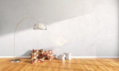 Modern parlak iç. 3D render