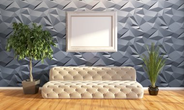 Modern parlak iç. 3D render