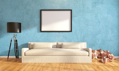 Modern parlak iç. 3D render