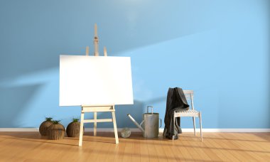 Modern parlak iç. 3D render