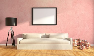 Modern parlak iç. 3D render