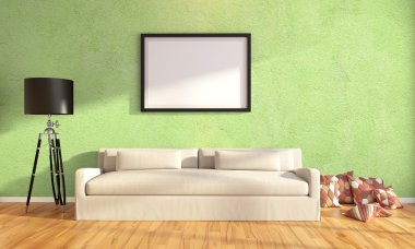 Modern parlak iç. 3D render