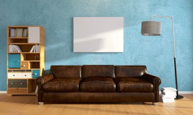 Modern parlak iç. 3D render