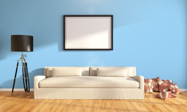 Modern parlak iç. 3D render