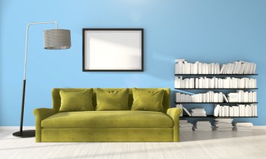 Modern parlak iç. 3D render