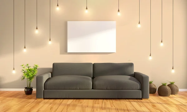 Modern ljus interiör. 3D-rendering — Stockfoto