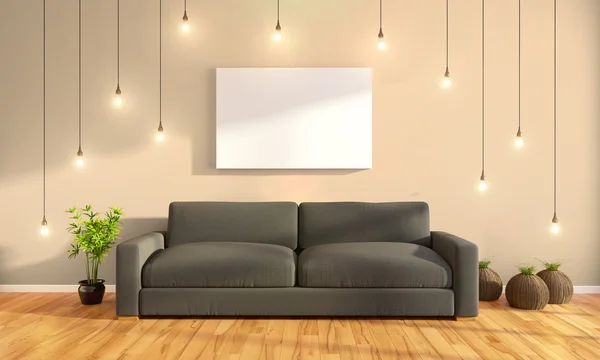 Modern parlak iç. 3D render — Stok fotoğraf