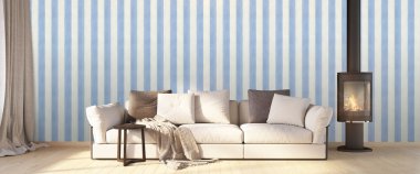 Modern parlak iç. 3D render