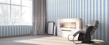 Modern parlak iç. 3D render