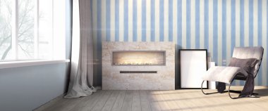 Modern parlak iç. 3D render