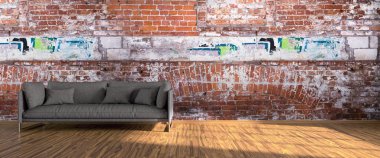 Modern boş iç. 3D render