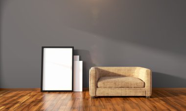 Modern parlak iç. 3D render
