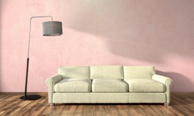 Modern parlak iç. 3D render