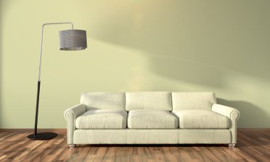 Modern parlak iç. 3D render