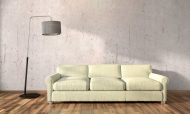 Modern parlak iç. 3D render