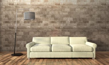 Modern parlak iç. 3D render