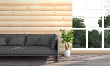 Modern parlak iç. 3D render