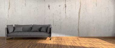 Modern parlak iç. 3D render