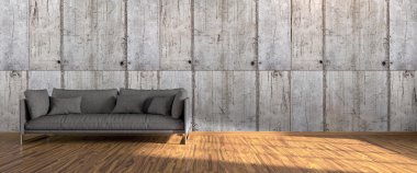 Modern parlak iç. 3D render