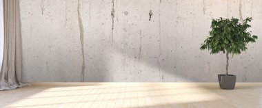 Modern parlak iç. 3D render