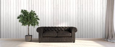 Modern parlak iç. 3D render