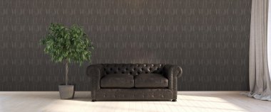 Modern parlak iç. 3D render