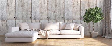 Modern parlak iç. 3D render