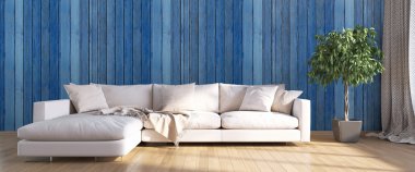 Modern parlak iç. 3D render