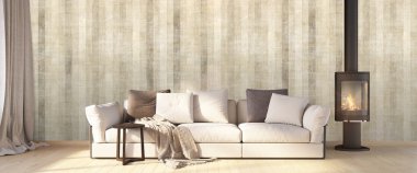 Modern parlak iç. 3D render