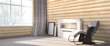 Modern parlak iç. 3D render