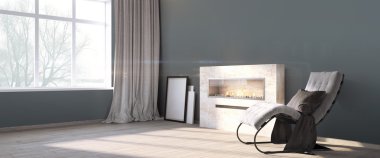 Modern parlak iç. 3D render