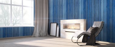 Modern parlak iç. 3D render